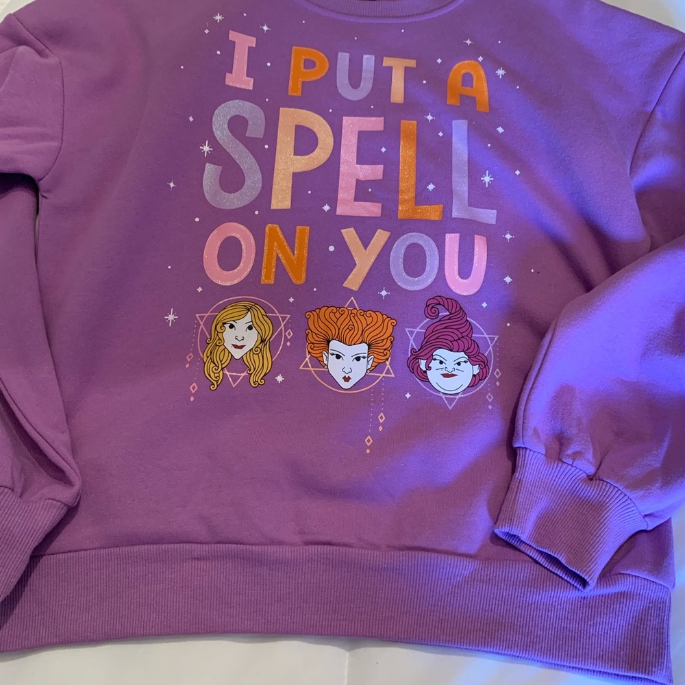 Disney Hocus Pocus Purple Crew Kids Sweater - I Put a Spell on You